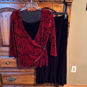 Choices Red and Black Floral Dress